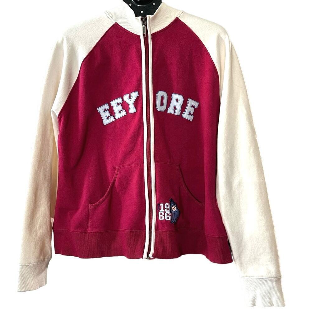 Vintage Disney Direct Eeyore Zip Up Varsity Bobmber Jacket Sweatshirt Sz XXL XL